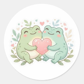 Kikkertje Sticker Schattig Twee Kikkers Liefde Har