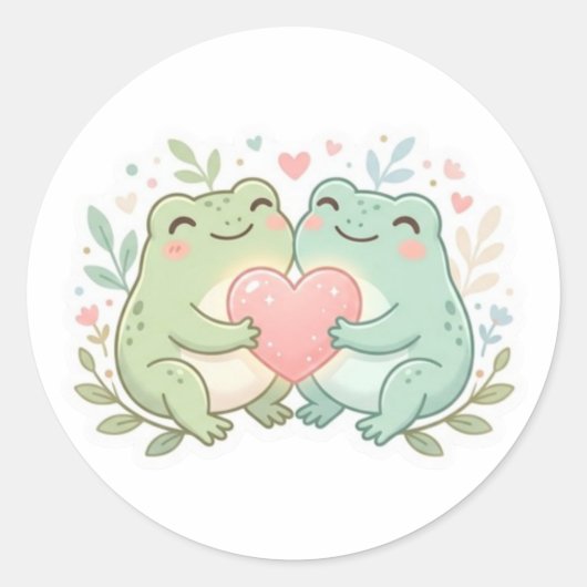 Kikkertje Sticker Schattig Twee Kikkers Liefde Har (Voorkant)