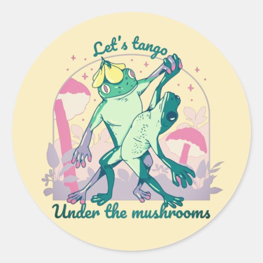 Kikkervarken met paddenstoelen ronde sticker (Voorkant)