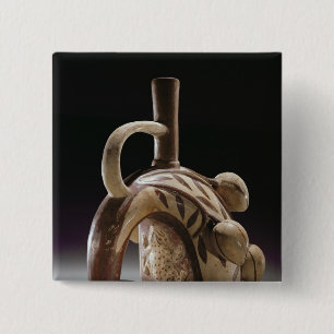Kikkervat van een kikker die een cacaoboom klimt vierkante button 5,1 cm