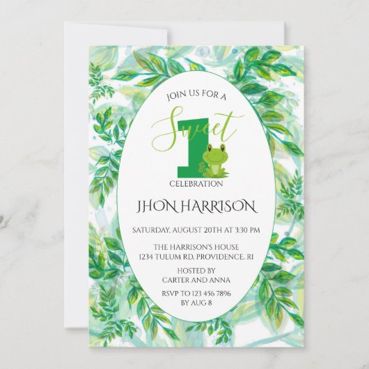 Kikkerverjaardagsfeestje Kikkerthemauitnodiging Kaart (Voorkant)