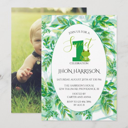 Kikkerverjaardagsfeestje Kikkerthemauitnodiging Kaart (Voorkant / Achterkant)