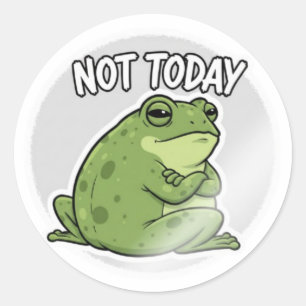 Kikkervignet 'Niet Vandaag' Cute Geërgerde Kikker Ronde Sticker
