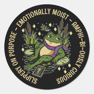 Kikkervis Bekende: Glibberig, Vochtig & Amfi-bi-ee Ronde Sticker
