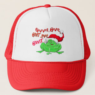 Kikkervis cartoon met kikkervismantel trucker pet