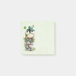 Kikkervis met groene hoed en klavertje vier schatt post-it® notes