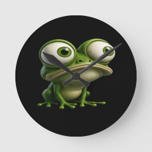 Kikkervis met grote ogen in cartoonstijl ronde klok
