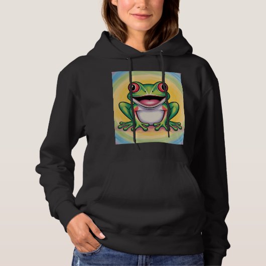 Kikkervis zachte glimlach hoodie (Voorkant)