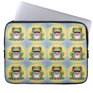 Kikkervis zachte glimlach laptop sleeve
