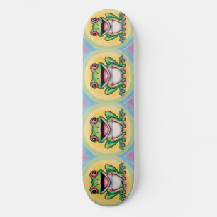 Kikkervis zachte glimlach persoonlijk skateboard