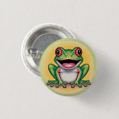 Kikkervis zachte glimlach ronde button 3,2 cm (Voorkant /achterkant)