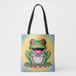 Kikkervis zachte glimlach tote bag