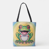 Kikkervis zachte glimlach tote bag (Achterkant)