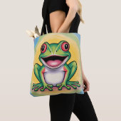 Kikkervis zachte glimlach tote bag (Dichtbij)
