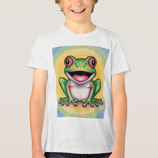 Kikkervis zachte glimlach Tri-Blend shirt (Voorkant)
