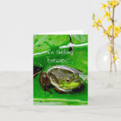 Kikkervisbriefkaart glimlachen kaart (Gele Bloem)