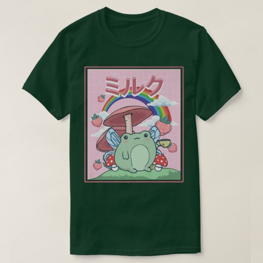 Kikkervisje Aesthetisch Kawaii Fairy Frog Tea Mush T-shirt (Design voorkant)