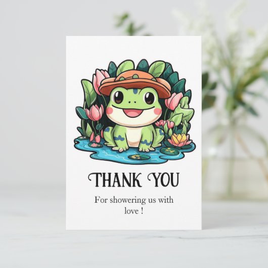 kikkervisje-Baby shower Bedankkaart (Staand voorkant)