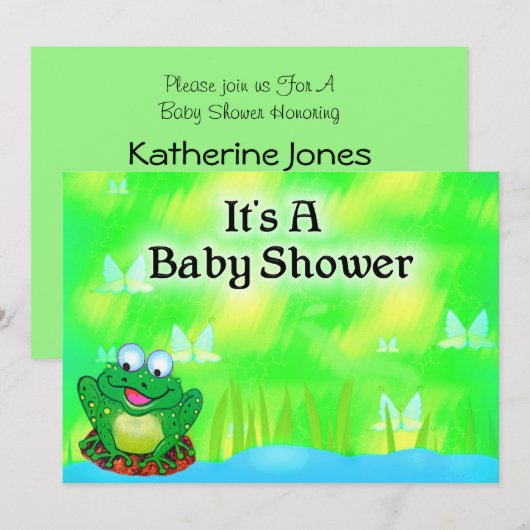 kikkervisje-Baby shower Kaart (Voorkant / Achterkant)