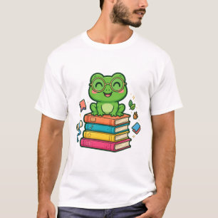 Kikkervisje Boekenwurm Leesbril Boek Stapel T-shir T-shirt