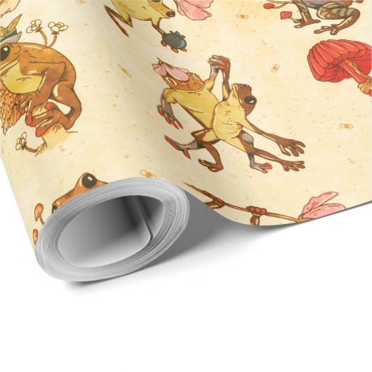 Kikkervisje Patroon - Cottagecore Stijl Cadeaupapier (Rol Hoek)