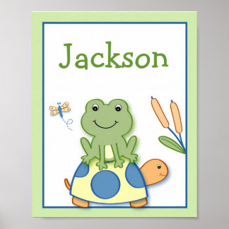 Kikkervisje Schildpad Kinderkamer Muur Kunst Naam  Poster