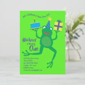 Kikkervisjes 1e verjaardag Cute Invitations Kaart (Staand voorkant)