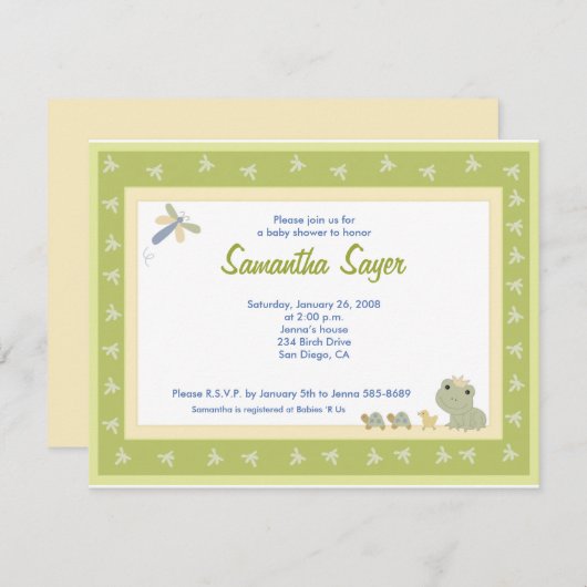 Kikkervisjes Baby shower 4.25 x 5.5, bevroren Kaart (Voorkant / Achterkant)