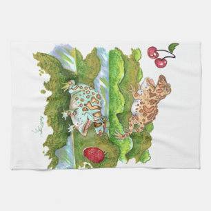 kikkervisjes die fruitkunst achtervolgen theedoek