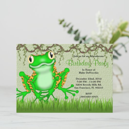 Kikkervisjes Oerwoud Birthday Kaart (Staand voorkant)