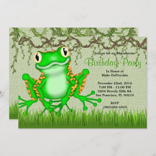 Kikkervisjes Oerwoud Birthday Kaart (Voorkant / Achterkant)