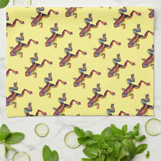 Kikkervisjes op de Gele keukenhanddoek (Gevouwen)