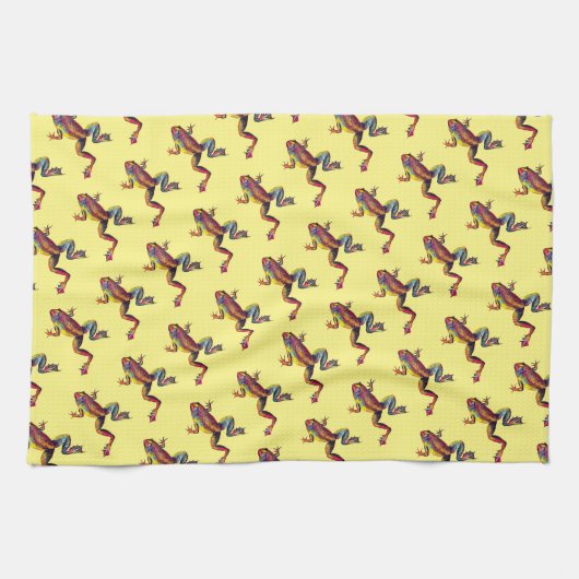 Kikkervisjes op de Gele keukenhanddoek (Horizontaal)