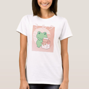 Kikkerviskkikker Kawaii aardbeienmelk T-shirt