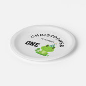 Kikkervispartij Eerste verjaardag Zwemzeekikker Papieren Bordje (Gekanteld)