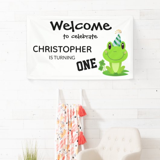 Kikkervispartij Eerste verjaardag Zwemzeekikker Spandoek (Insitu)