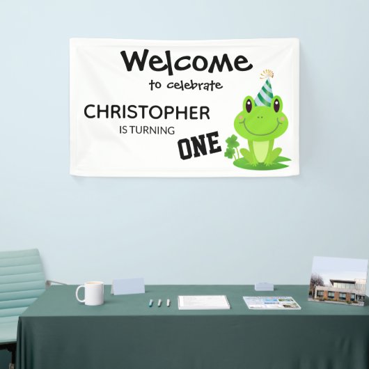 Kikkervispartij Eerste verjaardag Zwemzeekikker Spandoek (Beurs)