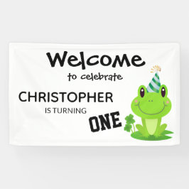 Kikkervispartij Eerste verjaardag Zwemzeekikker Spandoek