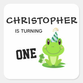 Kikkervispartij Eerste verjaardag Zwemzeekikker Vierkante Sticker