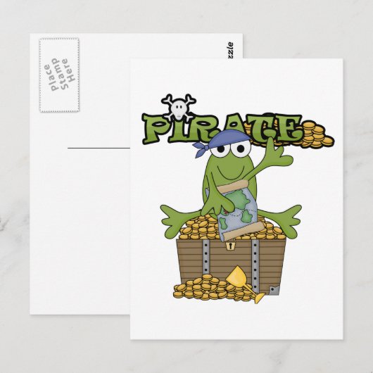 Kikkervispiraat met goudT-shirts en cadeautjes Briefkaart (Voorkant / Achterkant)