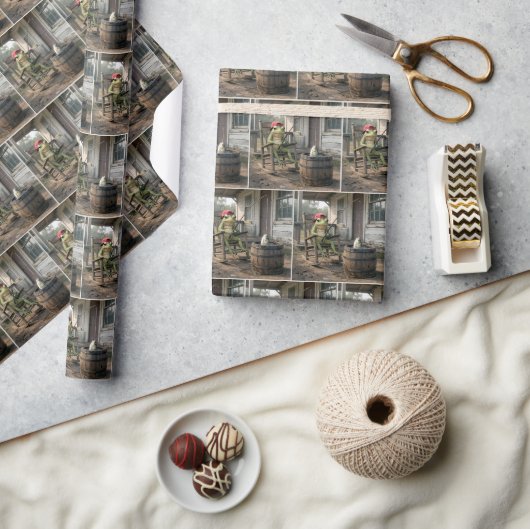 Kikkervisvangst in een whiskeyvat cadeaupapier (Crafts)