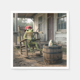 Kikkervisvangst in een whiskeyvat servet