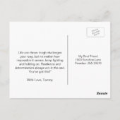 Kikkervogel nooit opgeven briefkaart (Achterkant)