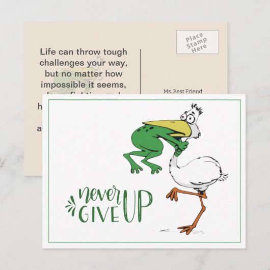 Kikkervogel nooit opgeven briefkaart (Voorkant / Achterkant)