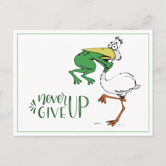 Kikkervogel nooit opgeven briefkaart (Voorkant)