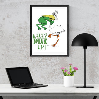 Kikkervogel nooit opgeven foto afdruk