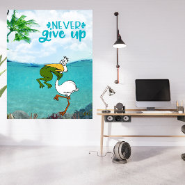 Kikkervogel nooit opgeven foto afdruk