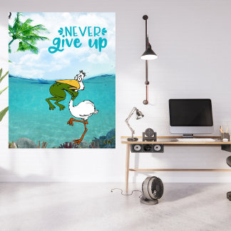 Kikkervogel nooit opgeven foto afdruk