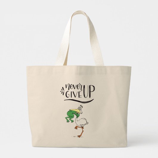 Kikkervogel nooit opgeven grote tote bag (Achterkant)