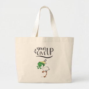 Kikkervogel nooit opgeven grote tote bag